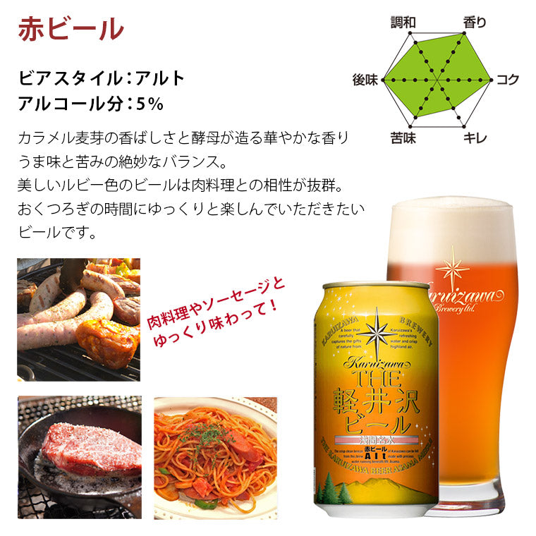 【特別会員価格】THE軽井沢ビール 内祝い 御祝 紅白セット 赤ビール、白ビール 350ml缶×6本 G-HD